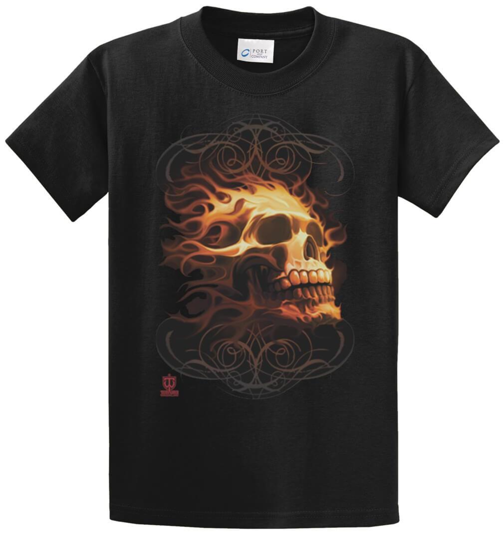 Fire Skull Printed Tee Shirt-1