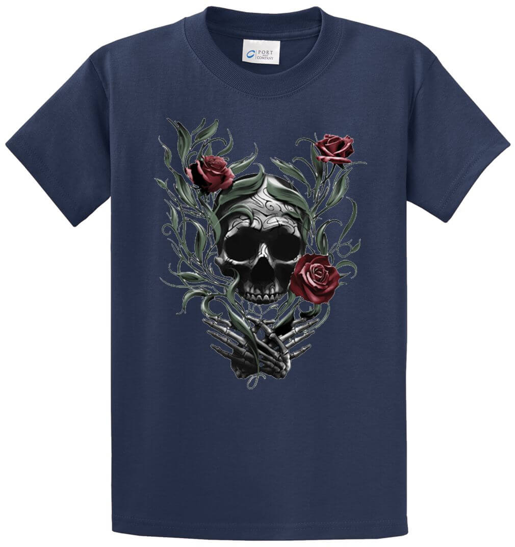 Skull Roses Printed Tee Shirt-1