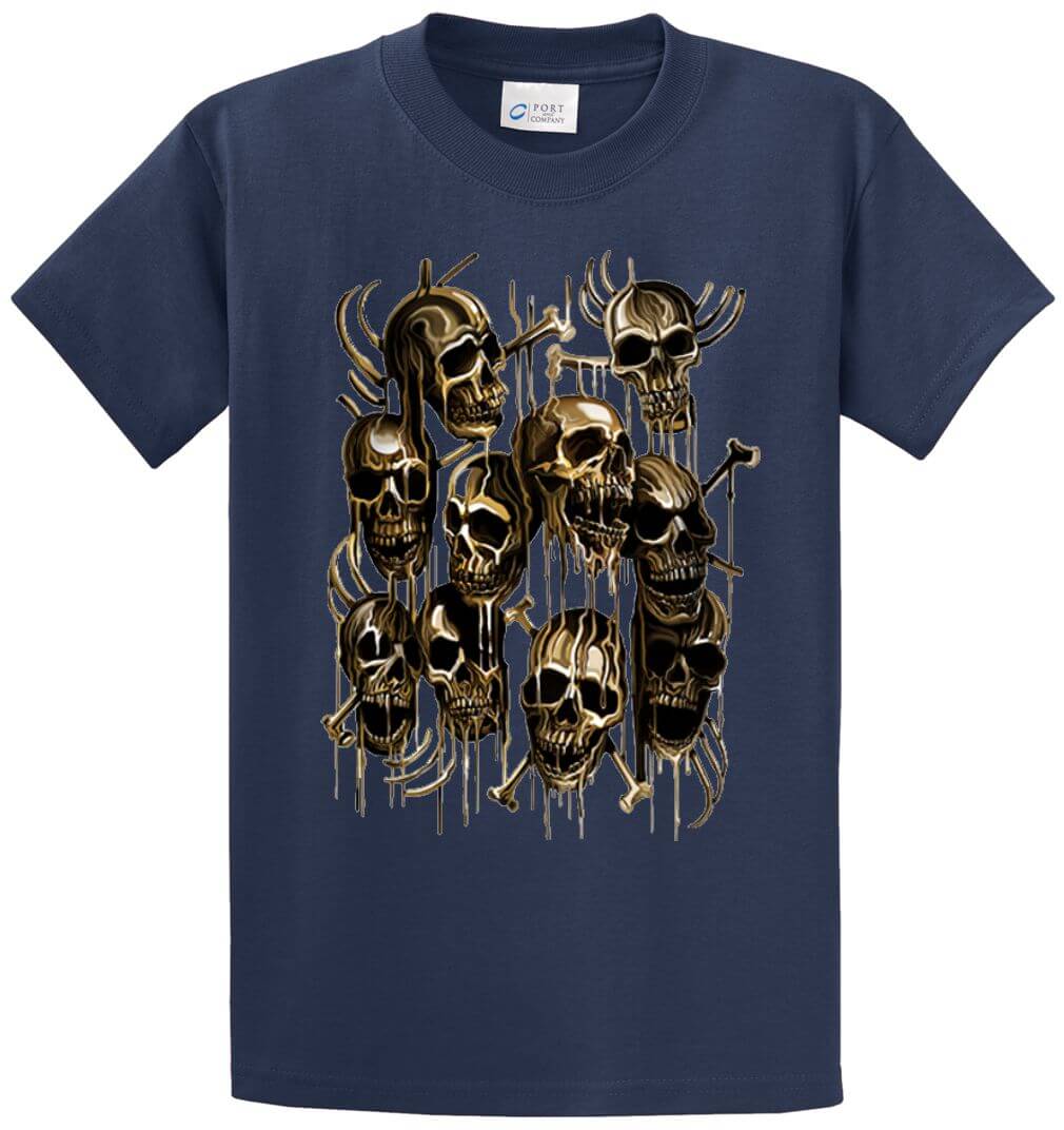 Gold Skulls Printed Tee Shirt-1
