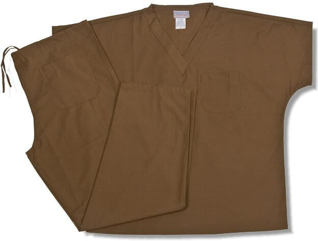 Premium Weight Unisex Scrub Separates brown