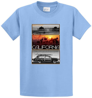 West Coast Postcard Pier Palm California Printed Tee Shirt