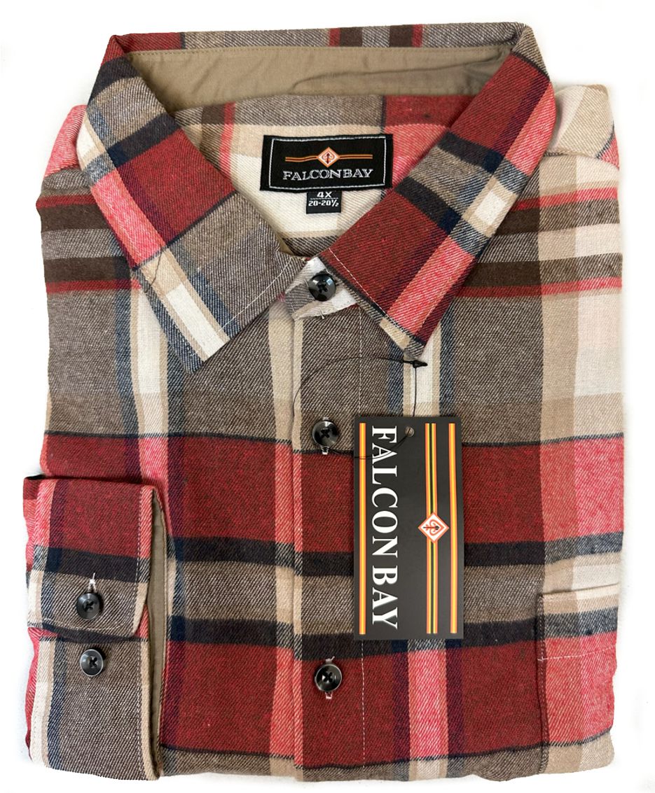 Falcon Bay Long Sleeve Heavy Plaid Flannel Shirt-3