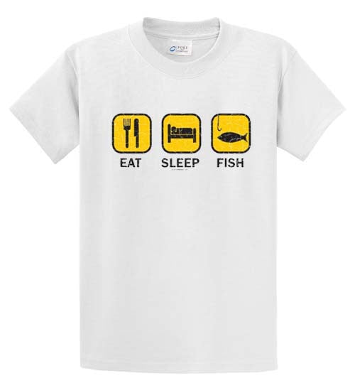 Eat Sleep Fish Printed Tee Shirt-1
