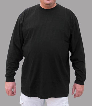 GREYSTONE Big Tall Man Cotton LONG SLEEVE TEE SHIRT black