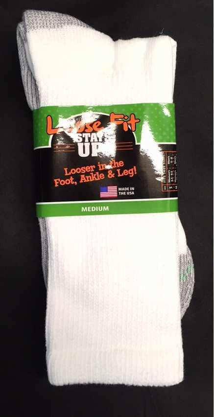 Men's Loose Fit Sock Regular And King Size Crew Sock white