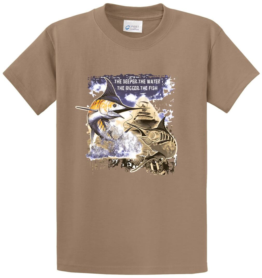 Marlins - The Deeper The Water The Bigger The Fish Printed Tee Shirt-1