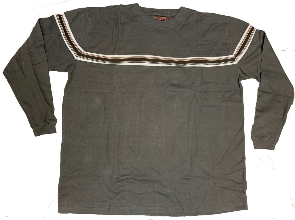 Falcon Bay Men's Crew Long Sleeve Knit Pullover With Striped Insert Closeout