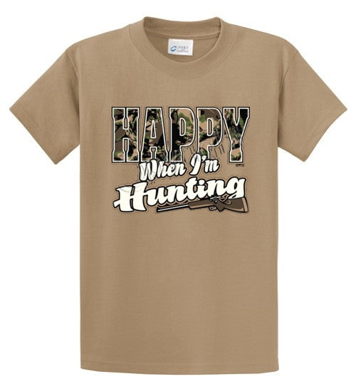 Happy When I'm Hunting Printed Tee Shirt-1