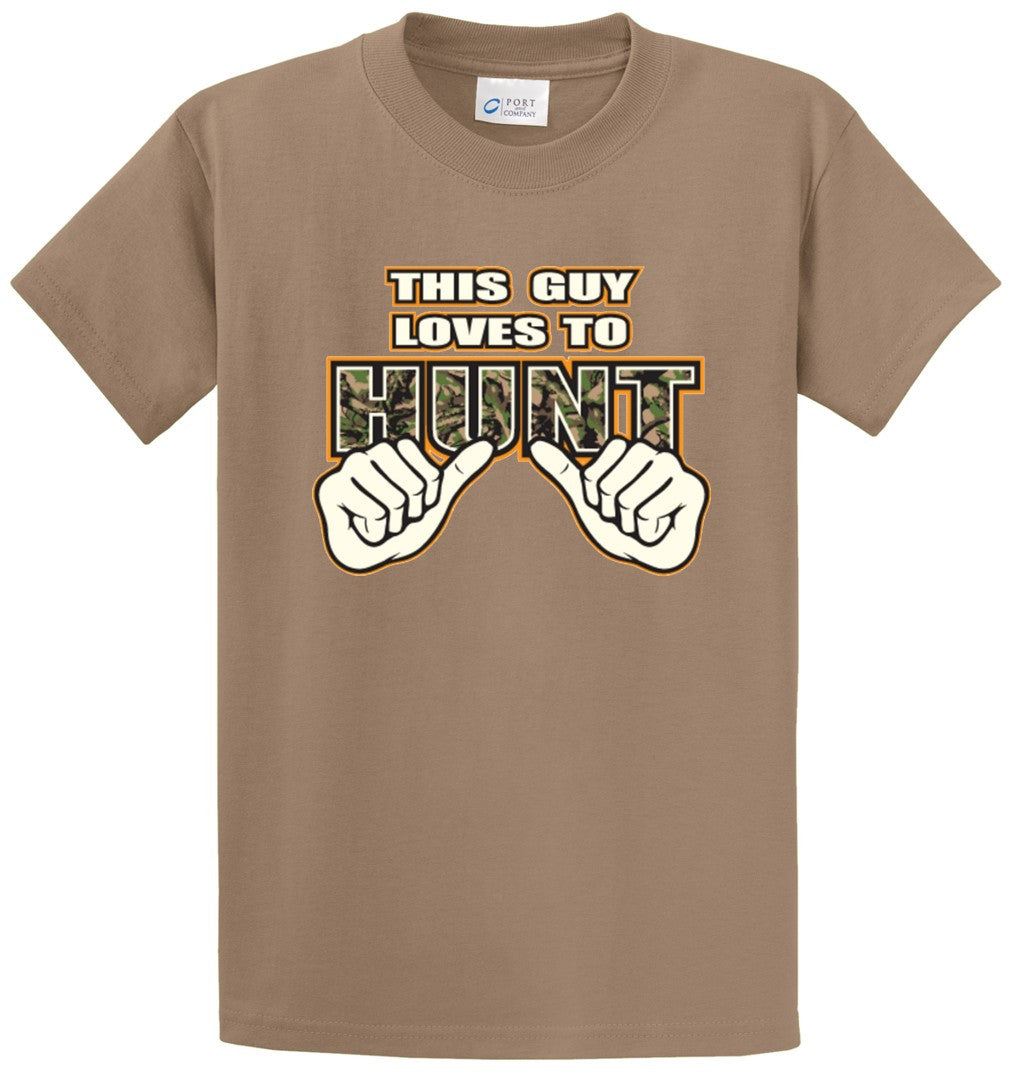 This Guy Loves To Hunt Printed Tee Shirt-1