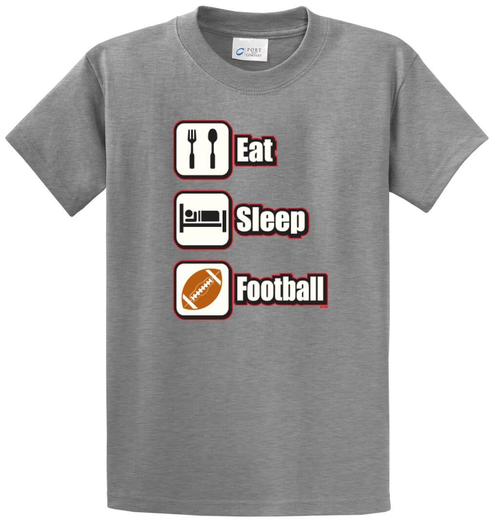 Eat Sleep Football (Color) Printed Tee Shirt-1
