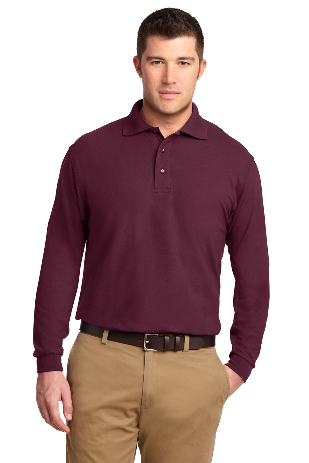 Port Authority Men's Silk Touch Long Sleeve Polo Shirt-8