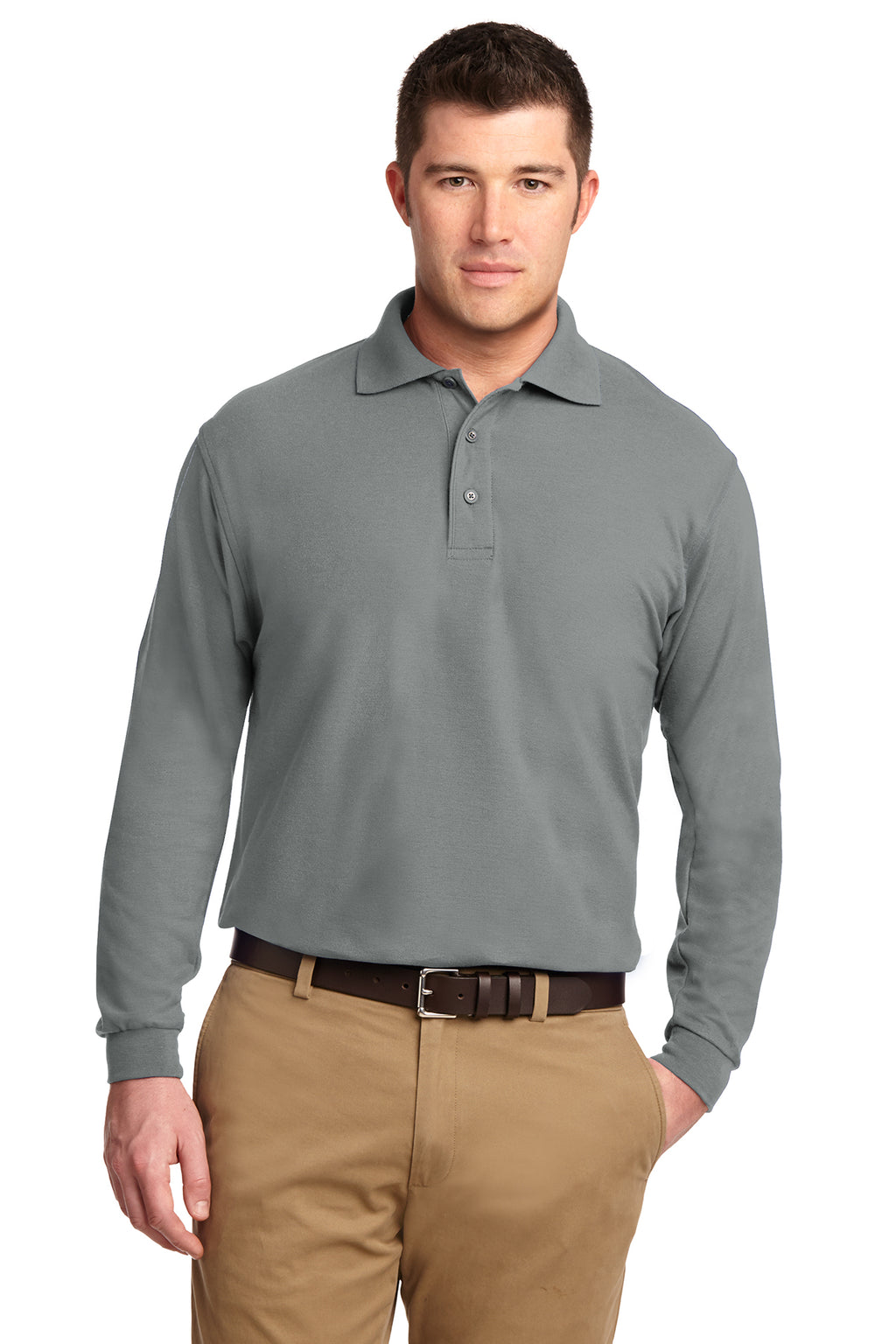 Port Authority Men's Silk Touch Long Sleeve Polo Shirt-6