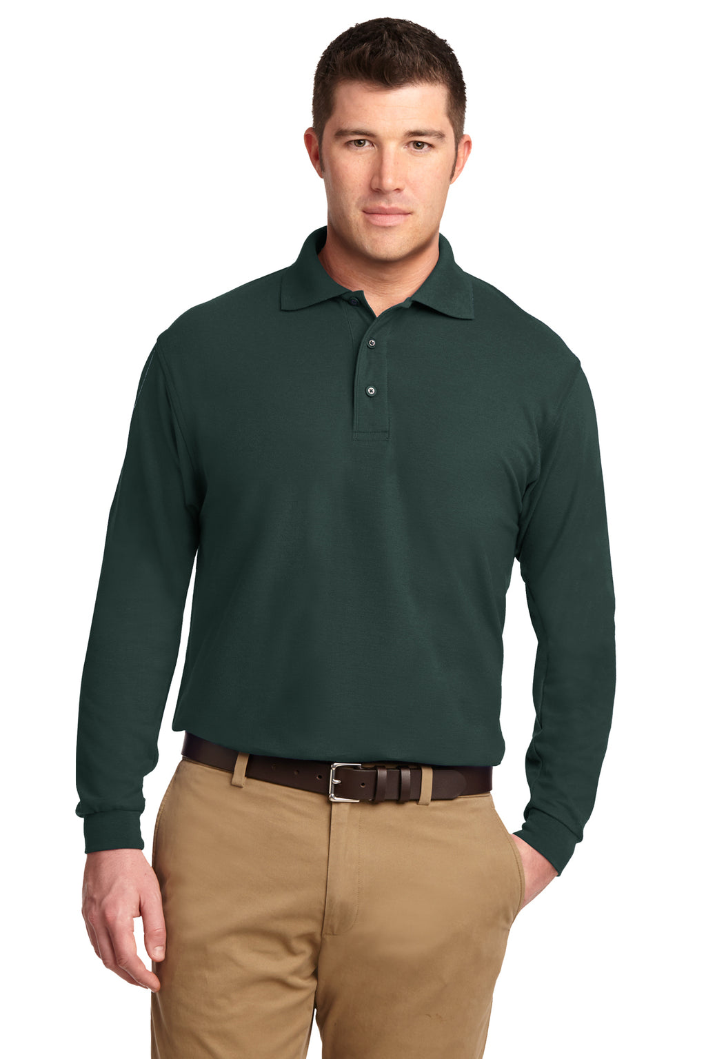 Port Authority Men's Silk Touch Long Sleeve Polo Shirt-9