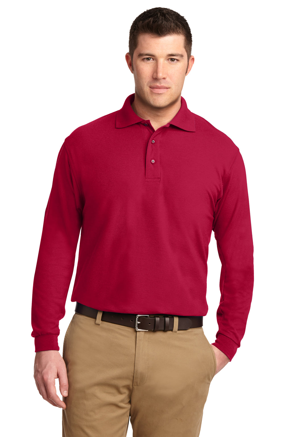 Port Authority Men's Silk Touch Long Sleeve Polo Shirt-7