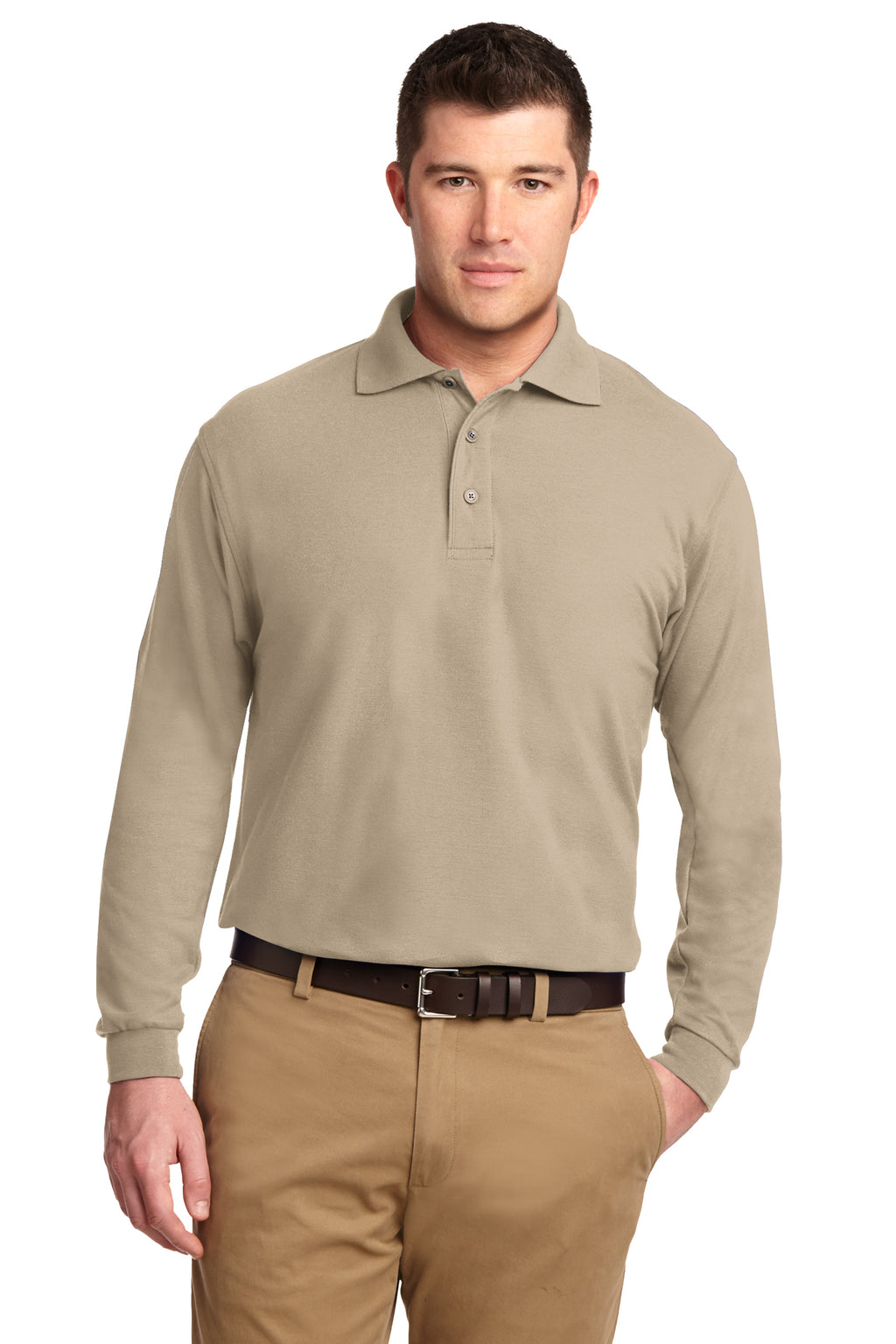 Port Authority Men's Silk Touch Long Sleeve Polo Shirt-5