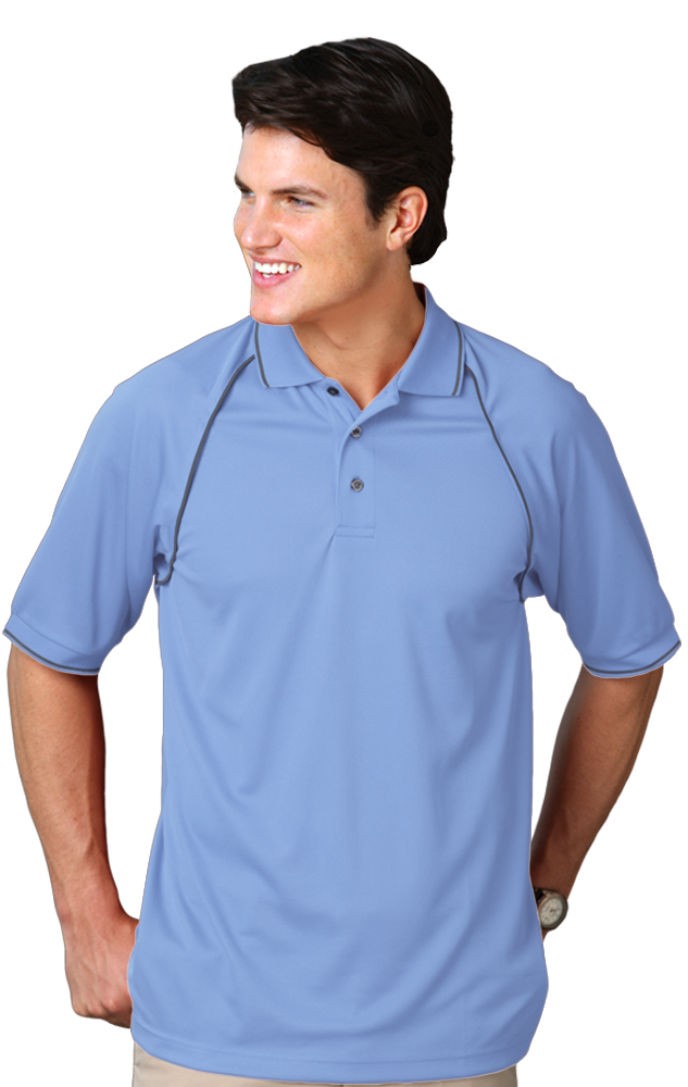 Blue Generation Men's Wicking Polo With Contrast Piping-3