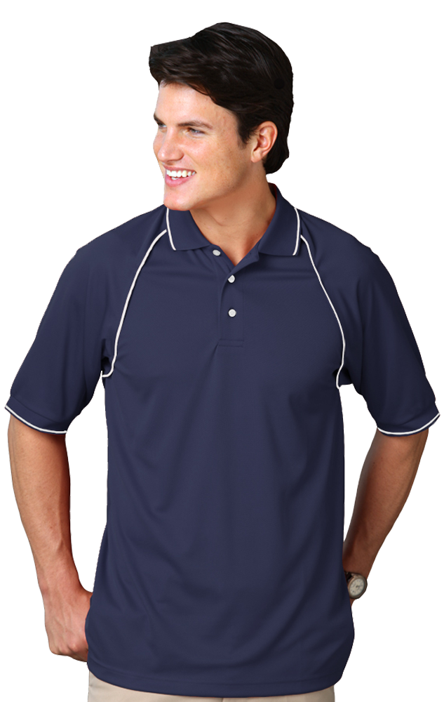 Blue Generation Men's Wicking Polo With Contrast Piping-4