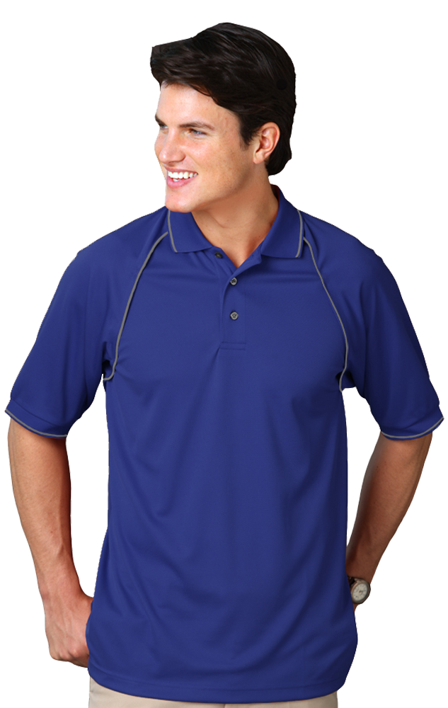 Blue Generation Men's Wicking Polo With Contrast Piping-6