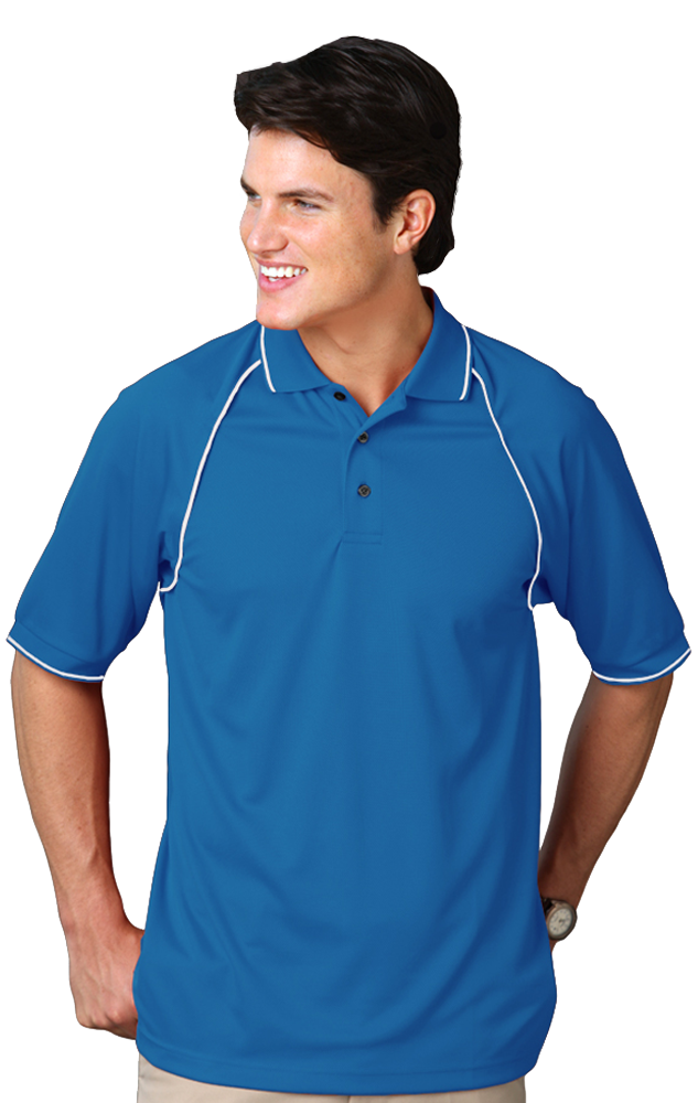 Blue Generation Men's Wicking Polo With Contrast Piping-7