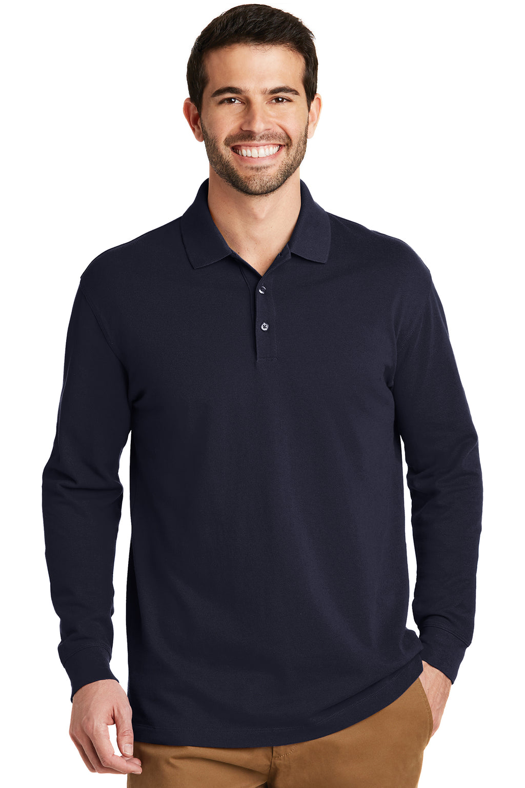 Port Authority EZ Cotton Long Sleeve Pique Polo Shirt-1