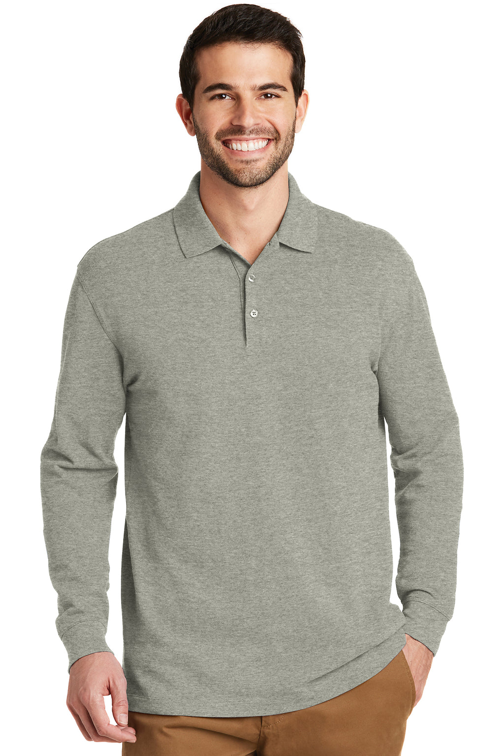 Port Authority EZ Cotton Long Sleeve Pique Polo Shirt-2