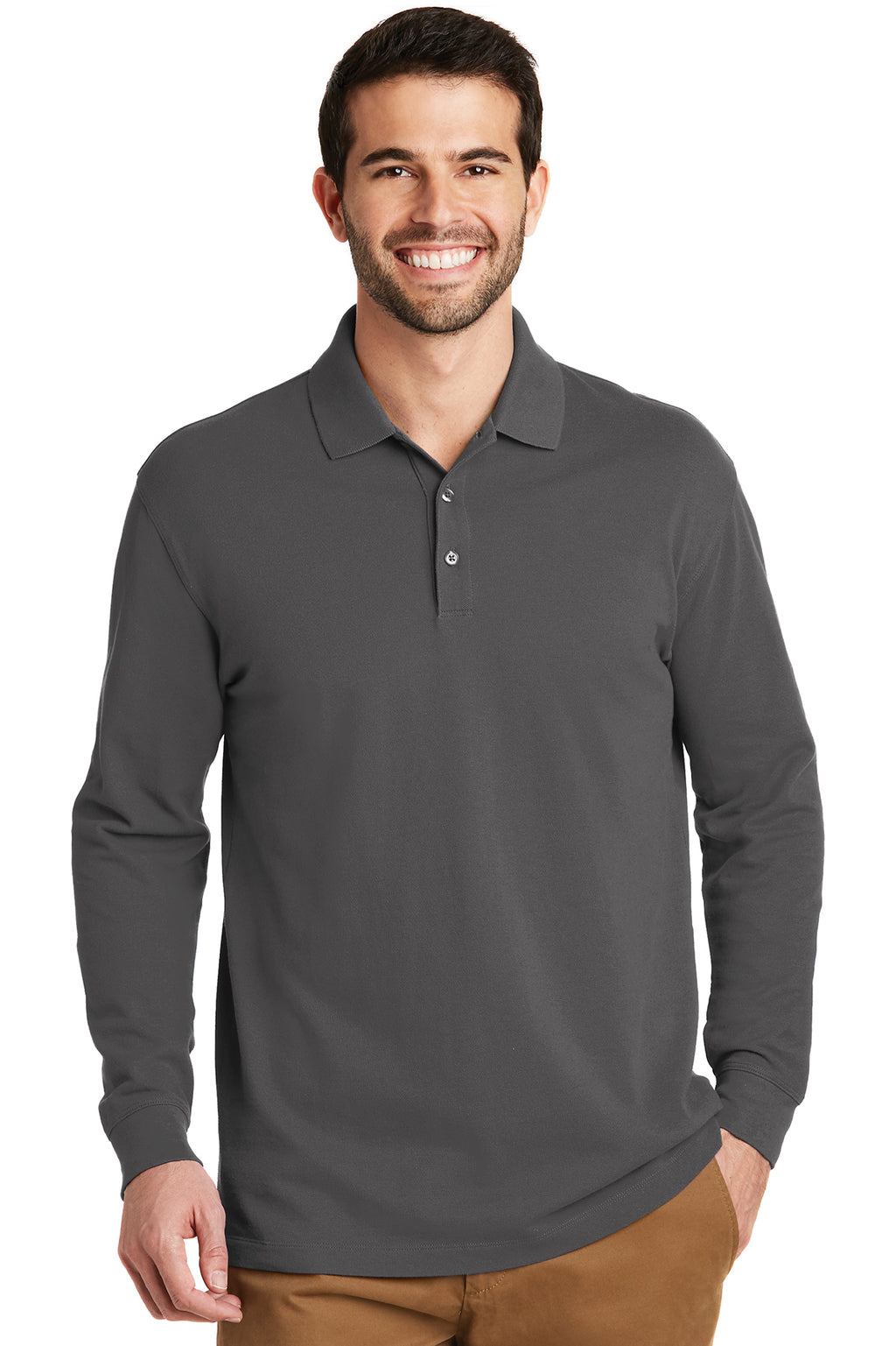 Port Authority EZ Cotton Long Sleeve Pique Polo Shirt-4