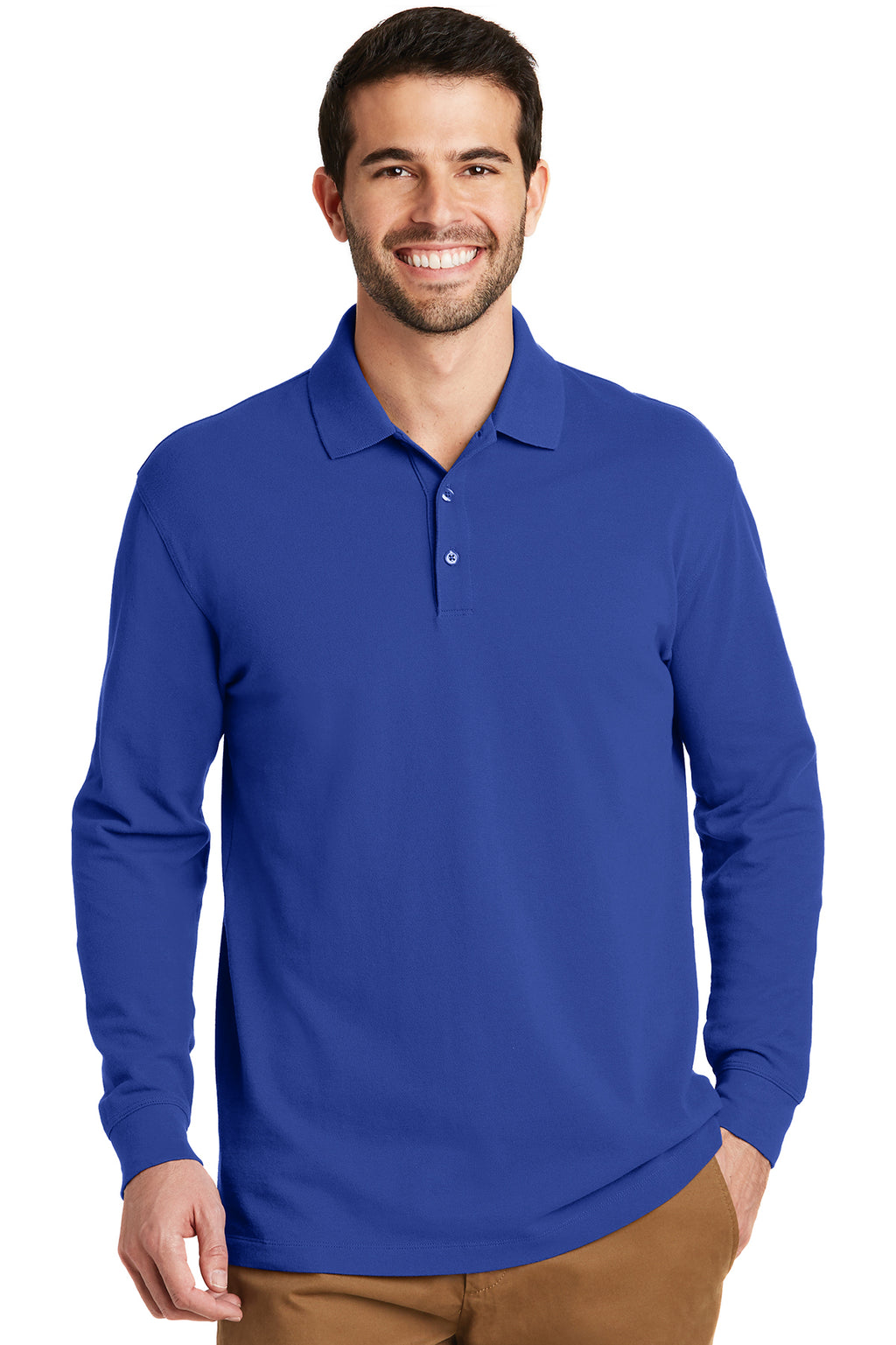Port Authority EZ Cotton Long Sleeve Pique Polo Shirt-3
