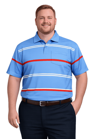 Foxfire Men's Striped Poly/Cotton Polo With Pocket - NOW 25% OFF LISTED PRICE!
