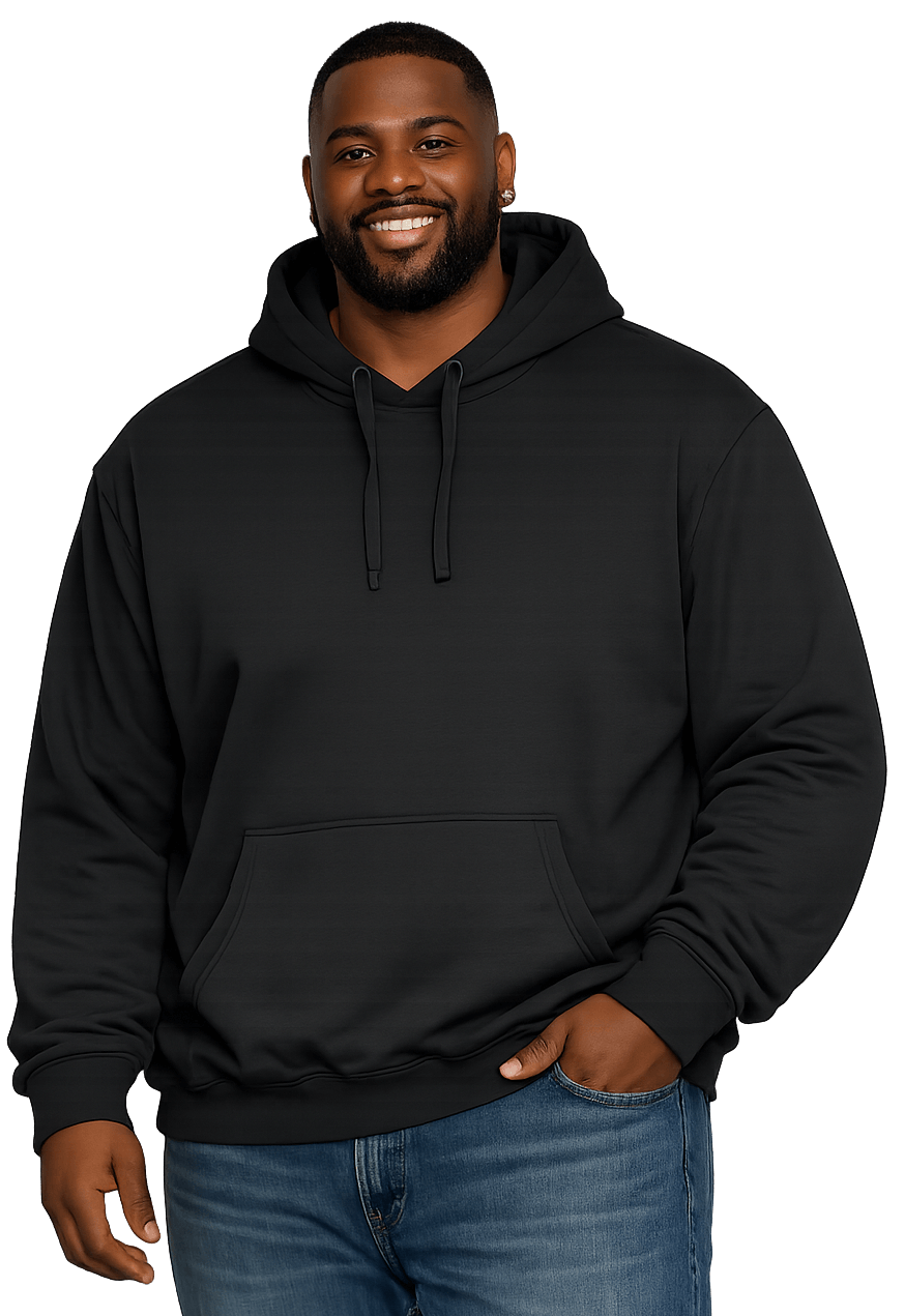 big and tall man pullover hoody black