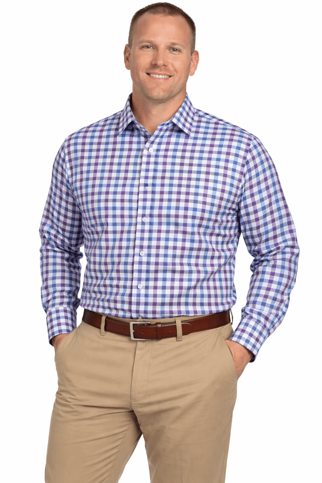 Falcon Bay Classics Blue/White Check Woven Dress Shirt - NOW 20% OFF LISTED PRICE!