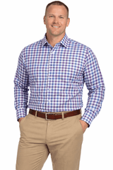 Falcon Bay Classics Blue/White Check Woven Dress Shirt - NOW 20% OFF LISTED PRICE!