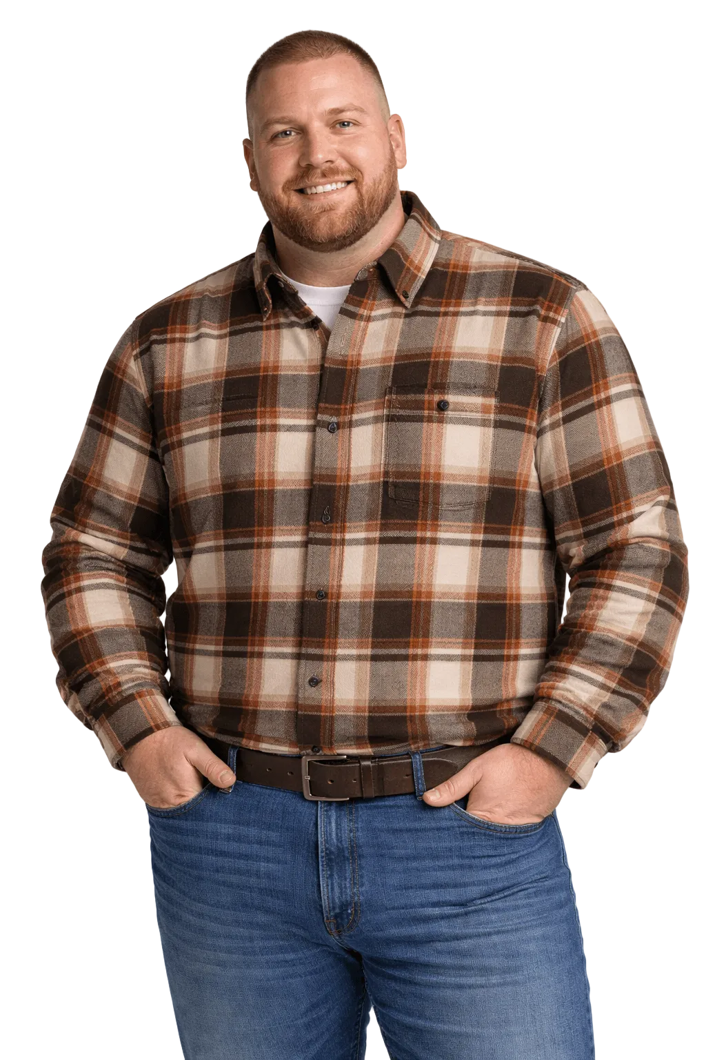 Falcon Bay Long Sleeve Heavy Plaid Flannel Shirt With Pocket - NOW 20% OFF LISTED PRICE!