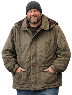 big and tall man winter parka khaki brown