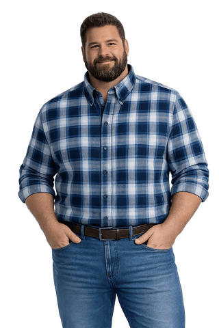 FX Fusion Navy Multi Plaid Button Down Flannel Shirt - NOW 25% OFF LISTED PRICE!