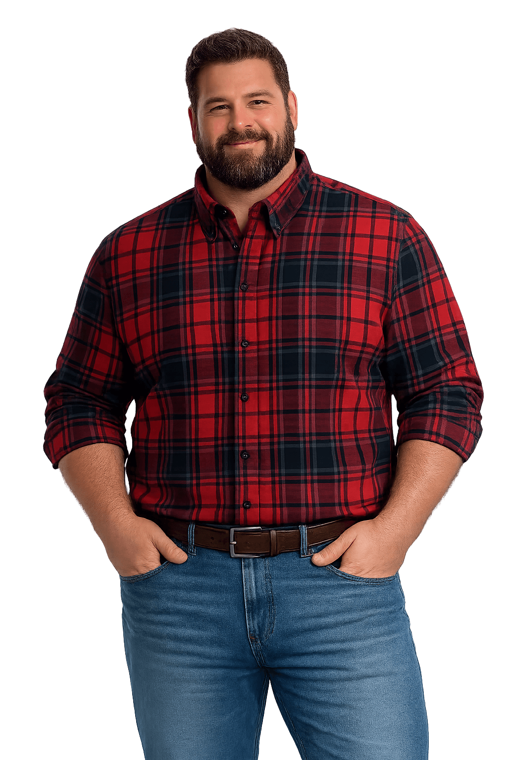 FX Fusion Red Black Plaid Button Down Flannel Shirt - NOW 25% OFF LISTED PRICE!
