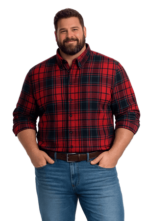 FX Fusion Red Black Plaid Button Down Flannel Shirt - NOW 25% OFF LISTED PRICE!