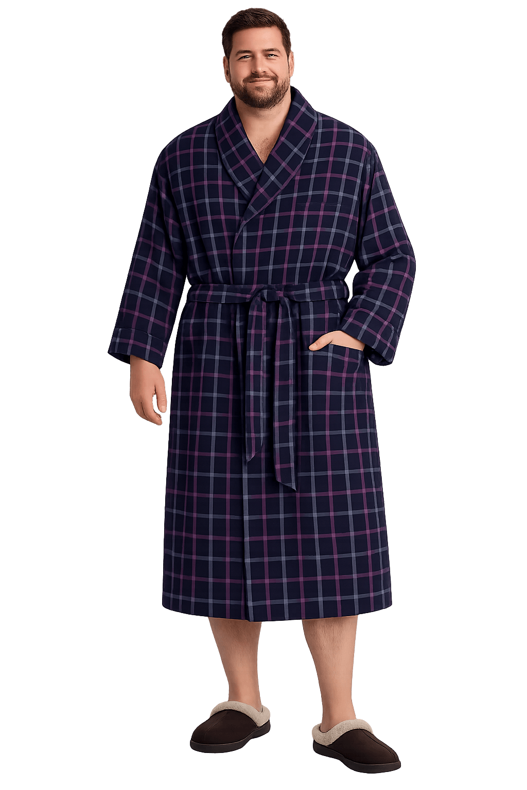 Plaid Flannel Shawl Collar Robe - NOW 25% OFF LISTED PRICE!