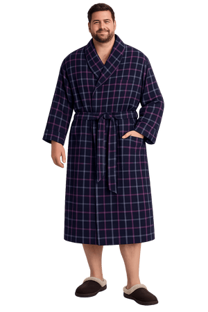 Plaid Flannel Shawl Collar Robe - NOW 25% OFF LISTED PRICE!