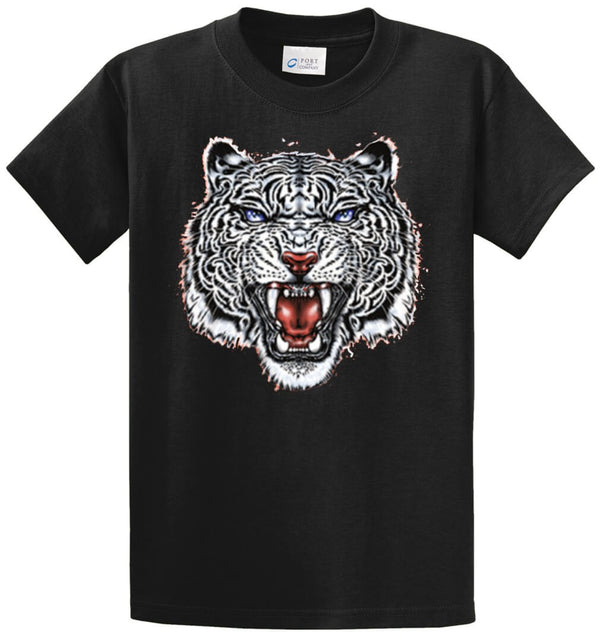 White Tiger Head Printed Tee Shirt