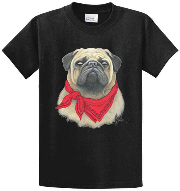 Pug Dog W/Bandana Printed Tee Shirt