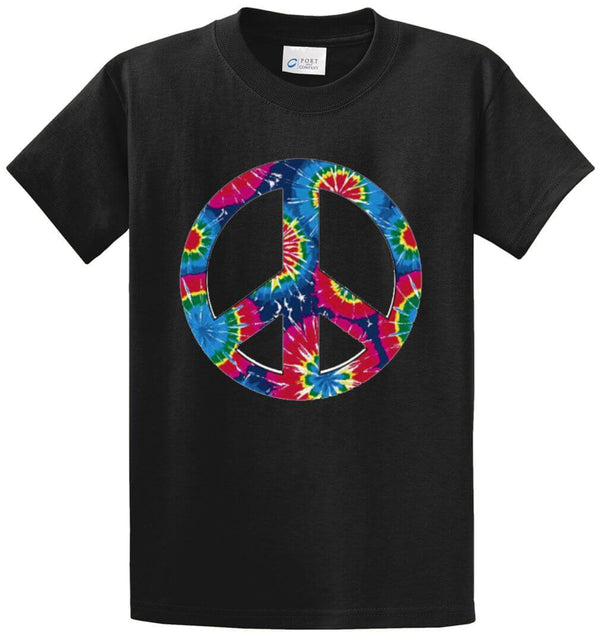 Peace Sign-Tie Dye Printed Tee Shirt