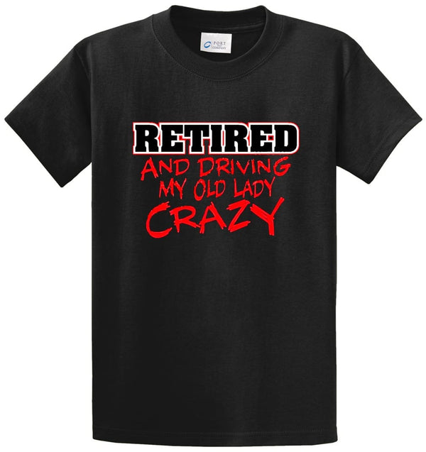 Retired-Old Lady Crazy  Printed Tee Shirt