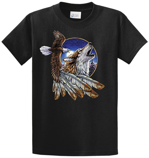 Wolf And Eagle Printed Tee Shirt