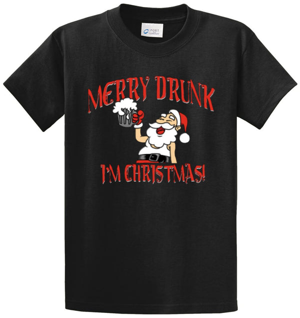 Merry Drunk I'M Christmas Printed Tee Shirt