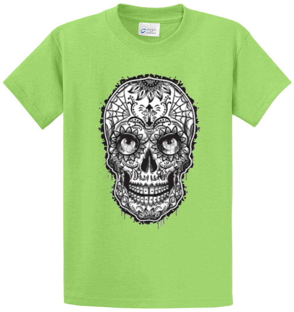 Sugar Skull With Eyes Printed Tee Shirt-1