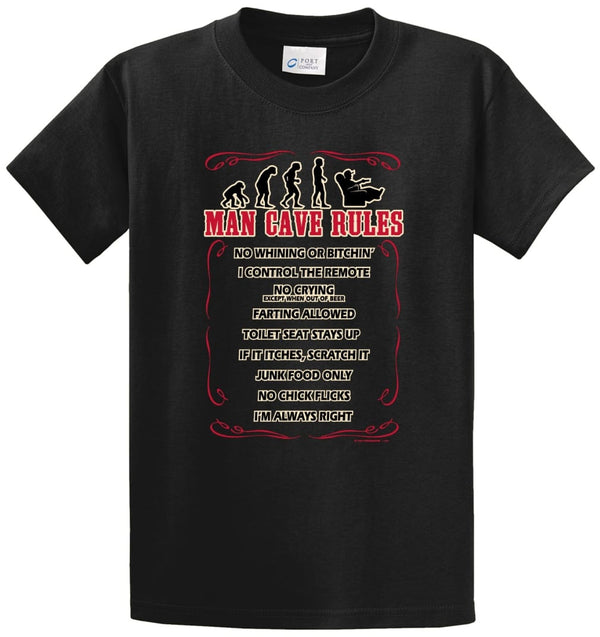Man Cave Rules Printed Tee Shirt