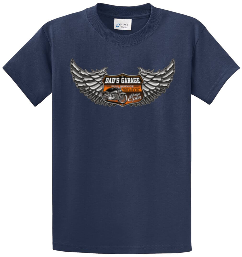 Dad'S Garage Wings & Sheild Printed Tee Shirt-1