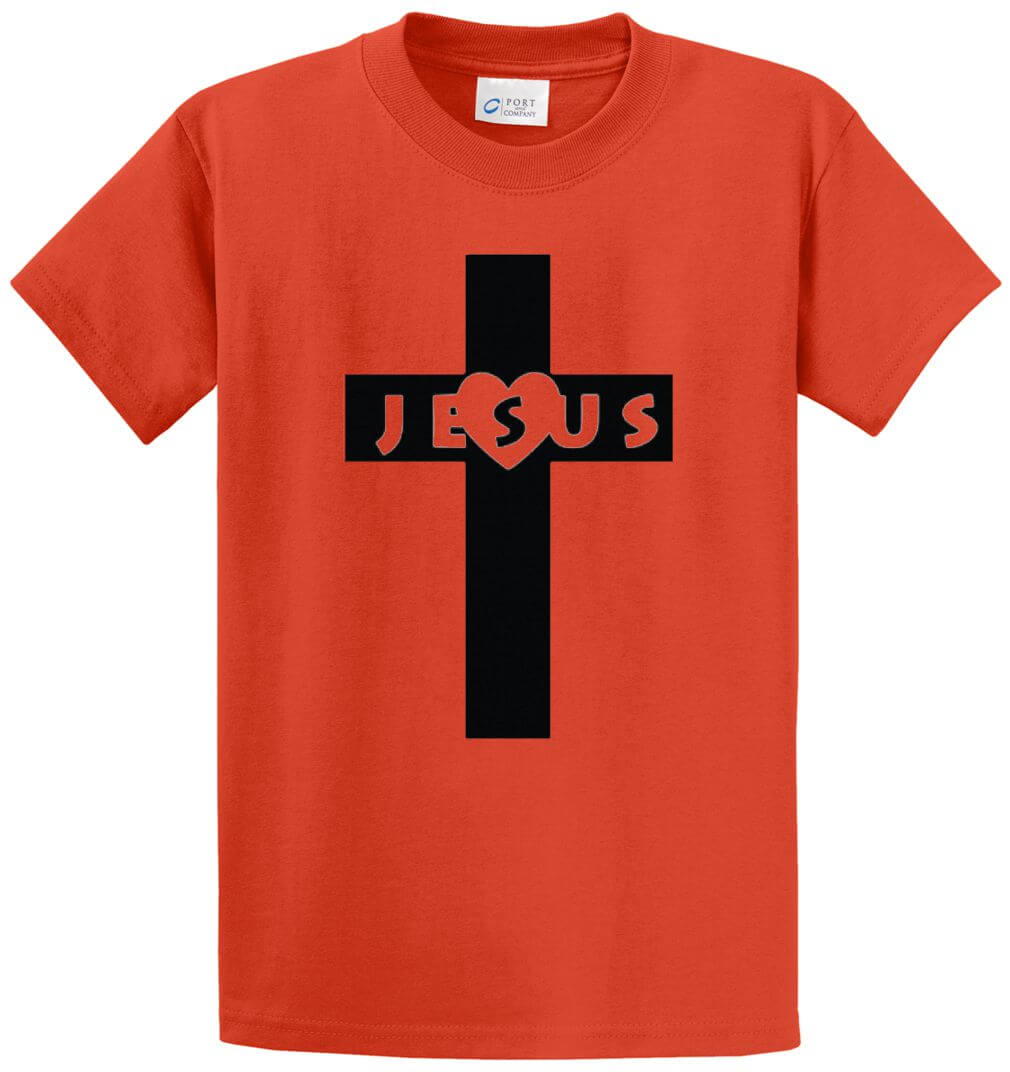 Love Jesus Cross Printed Tee Shirt-1