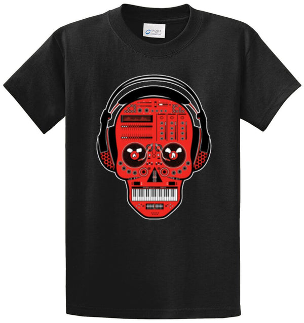 Dj Headphones Skull Music Printed Tee Shirt