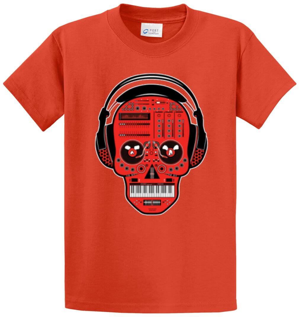Dj Headphones Skull Music Printed Tee Shirt-1